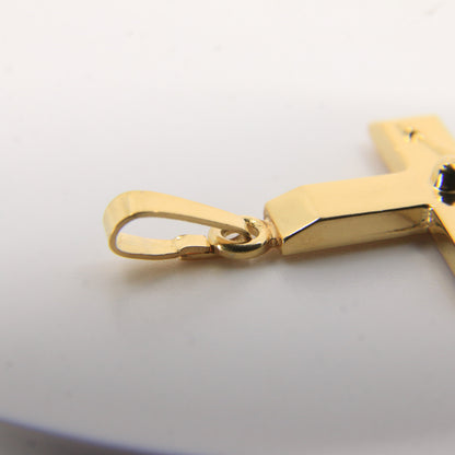Vintage 9ct Yellow Gold Italian Crucifix Cross Pendant Hallmarked Christian Gift