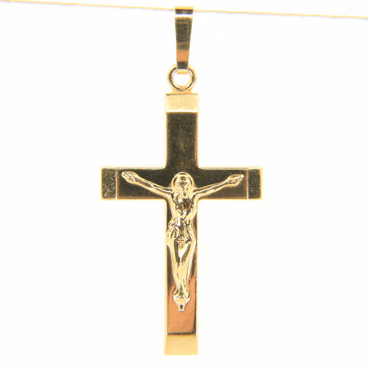Vintage 9ct Yellow Gold Italian Crucifix Cross Pendant Hallmarked Christian Gift