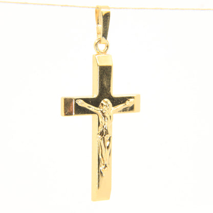 Vintage 9ct Yellow Gold Italian Crucifix Cross Pendant Hallmarked Christian Gift