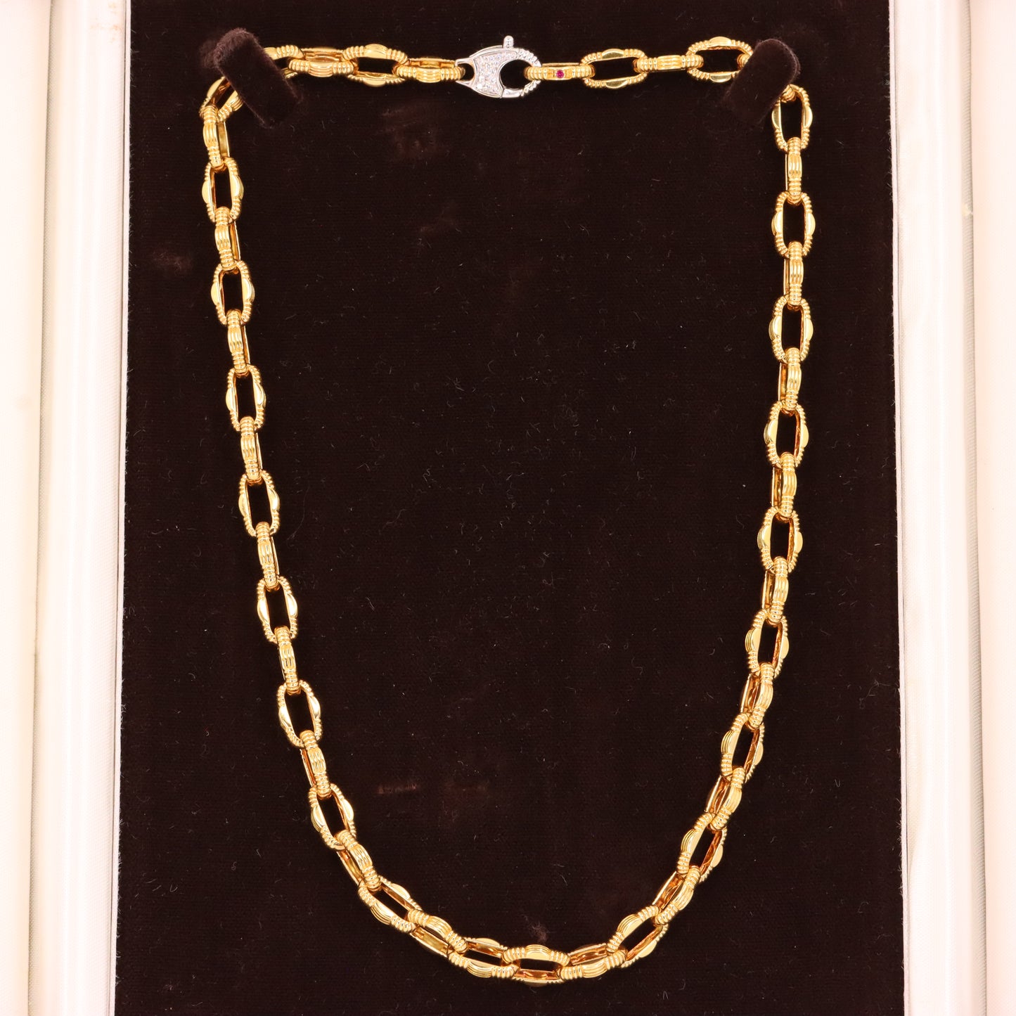 Vintage 18ct Gold 18 Inch Roberto Coin Diamond Clasp Italian Link Necklace