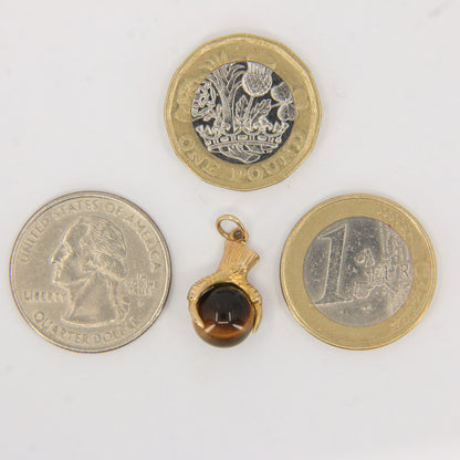 Vintage 9ct Gold Hallmarked Tiger’s Eye Eagle Claw Pendant Talisman Charm Gift