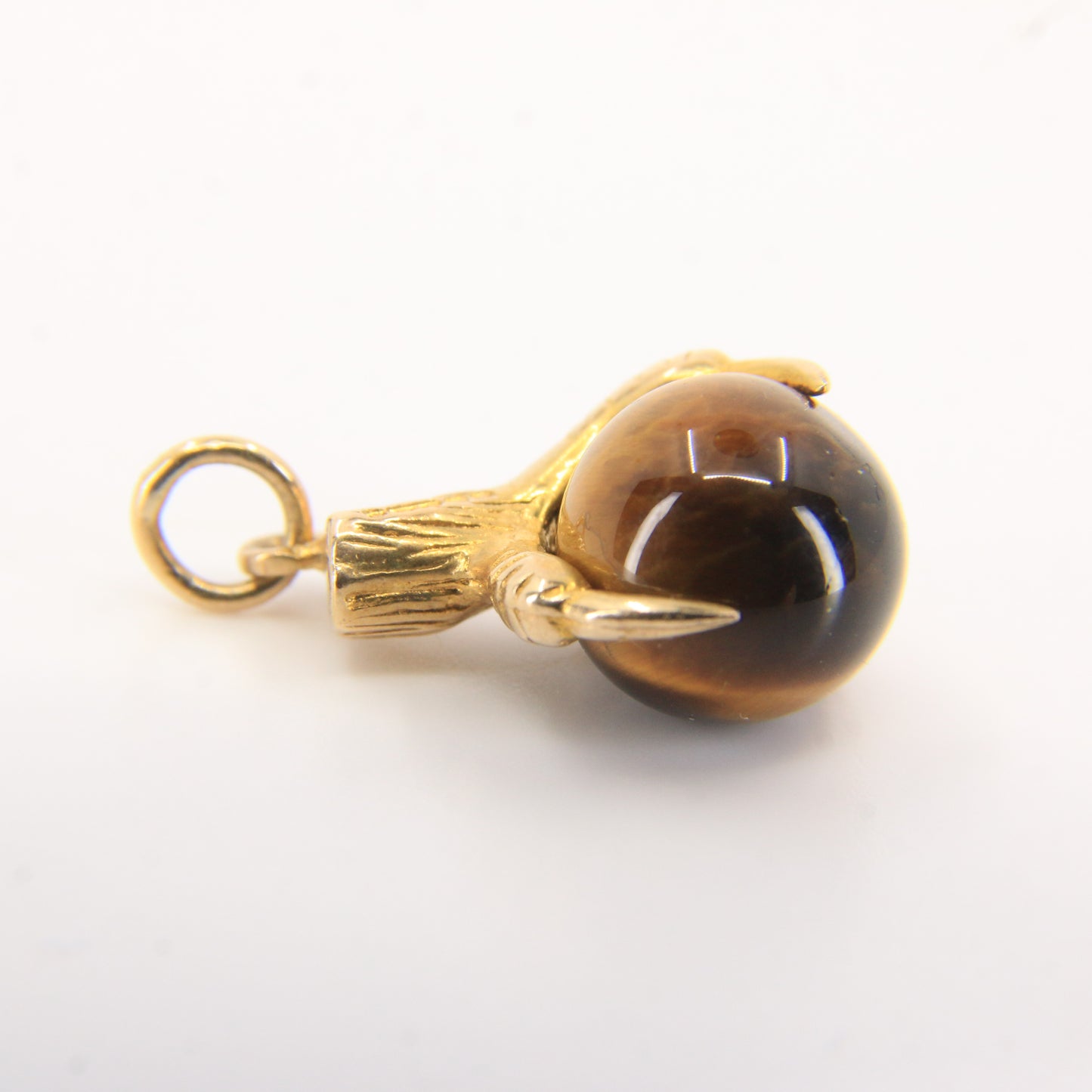 Vintage 9ct Gold Hallmarked Tiger’s Eye Eagle Claw Pendant Talisman Charm Gift