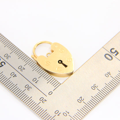 Vintage 9ct Heart Lock Gold Charm Padlock Closer Pendant Hallmarked