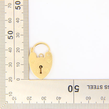 Vintage 9ct Heart Lock Gold Charm Padlock Closer Pendant Hallmarked