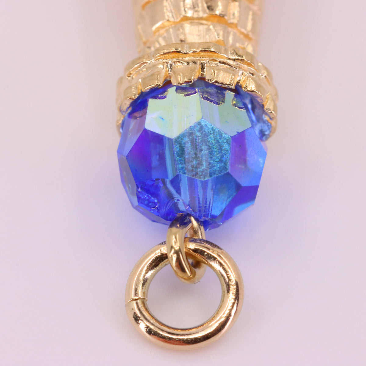 Vintage 9ct Hallmarked Gold Lighthouse Blue Glass Beacon Nautical Charm Pendant