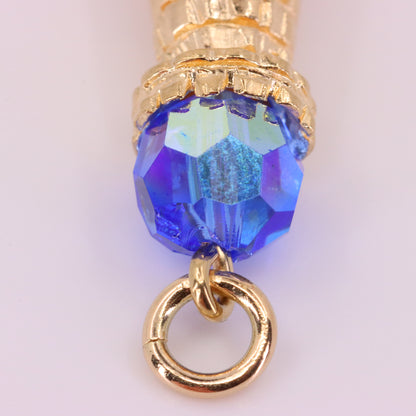 Vintage 9ct Hallmarked Gold Lighthouse Blue Glass Beacon Nautical Charm Pendant
