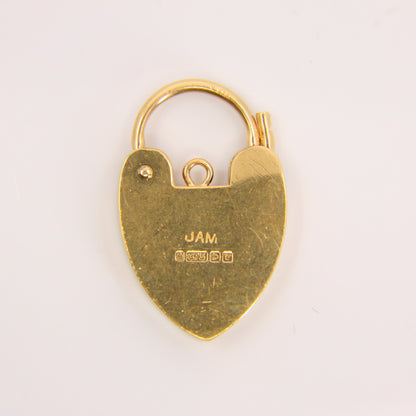 Vintage 9ct Heart Lock Gold Charm Padlock Closer Pendant Hallmarked