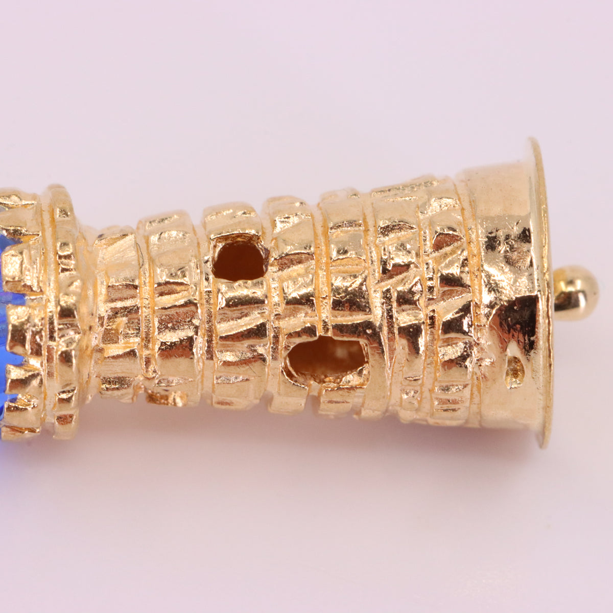 Vintage 9ct Hallmarked Gold Lighthouse Blue Glass Beacon Nautical Charm Pendant