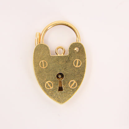 Vintage 9ct Heart Lock Gold Charm Padlock Closer Pendant Hallmarked