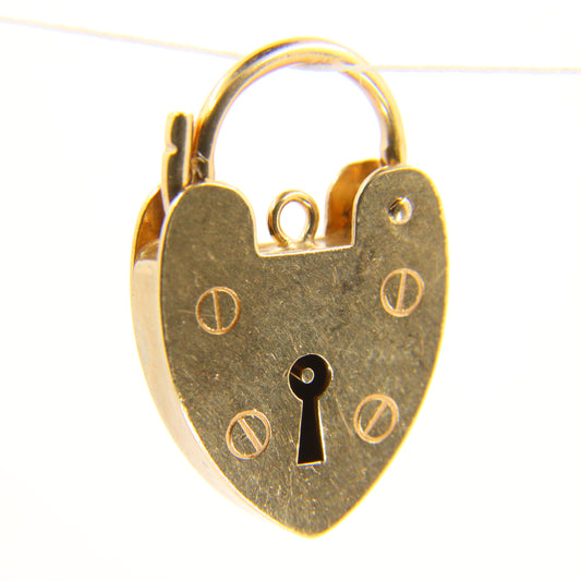 Vintage 9ct Heart Lock Gold Charm Padlock Closer Pendant Hallmarked