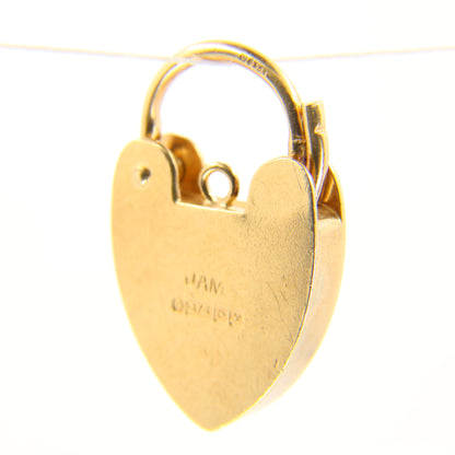 Vintage 9ct Heart Lock Gold Charm Padlock Closer Pendant Hallmarked