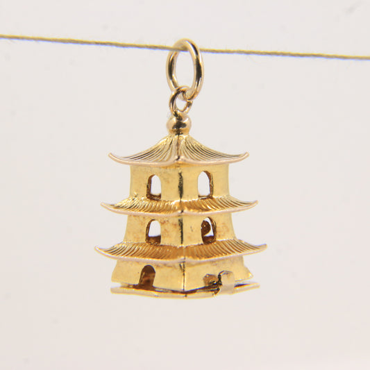 Vintage 9ct Yellow Gold Hallmarked Opening Asian Temple Worker Charm Pendant Gift