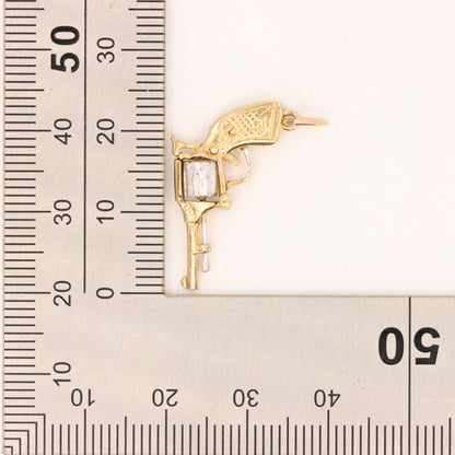Vintage 9ct Gold Articulated Opening Revolver Pistol Gun Miniature Charm Pendant
