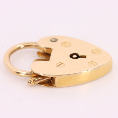 Vintage Jensen 9ct Rose Gold Hallmarked Heart Padlock Charm Pendant Love Gift