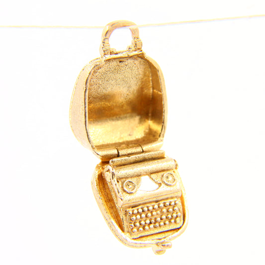 Vintage 9ct Type Writer Charm Folding 9 Carat Hallmarked Yellow Gold Pendant