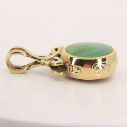 Vintage 9ct Gold Hallmarked 2000 Large Celtic Knot Agate Set Pendant Gift