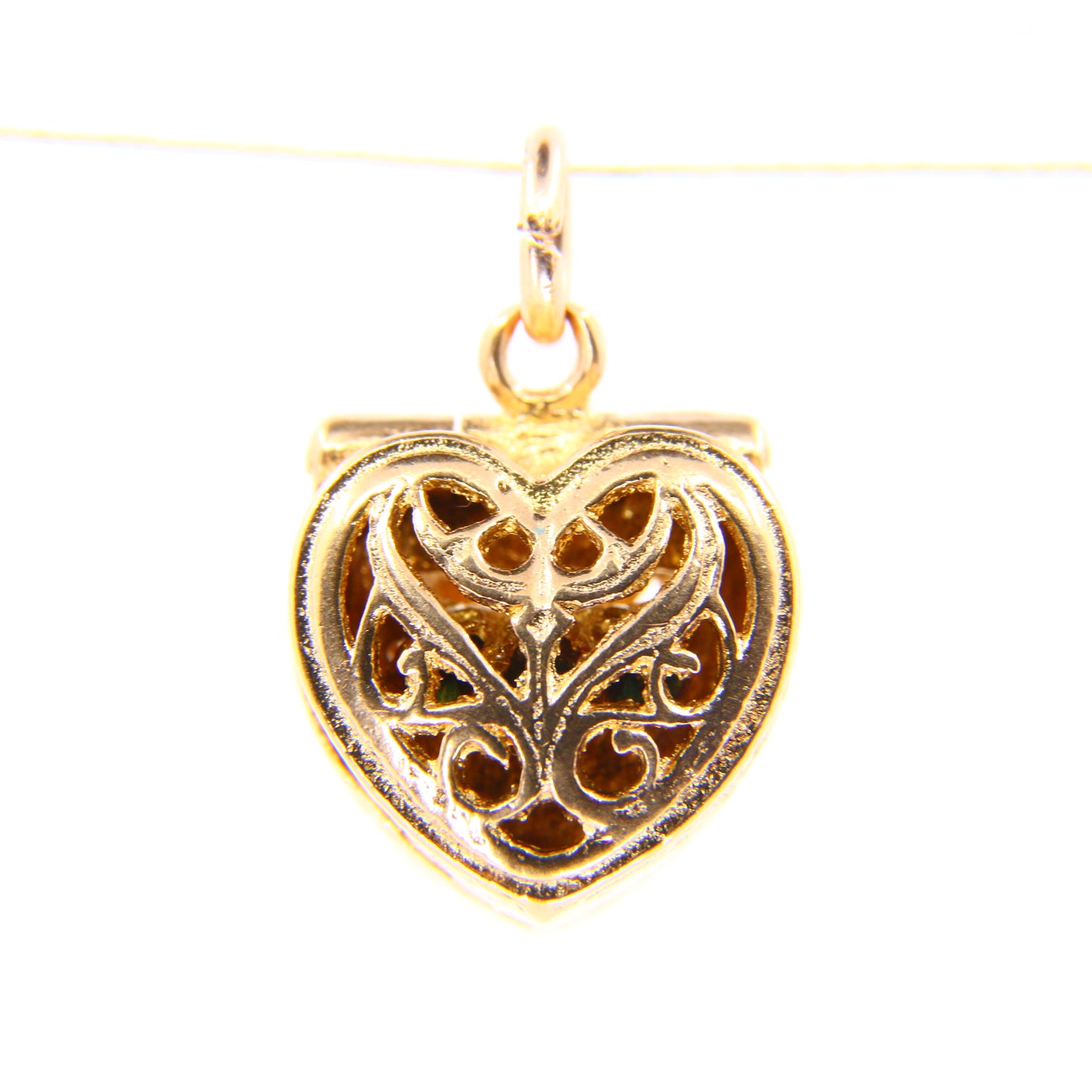 Vintage 9ct Opening Ring in Heart Box Charm Hallmarked Yellow Gold Pendant