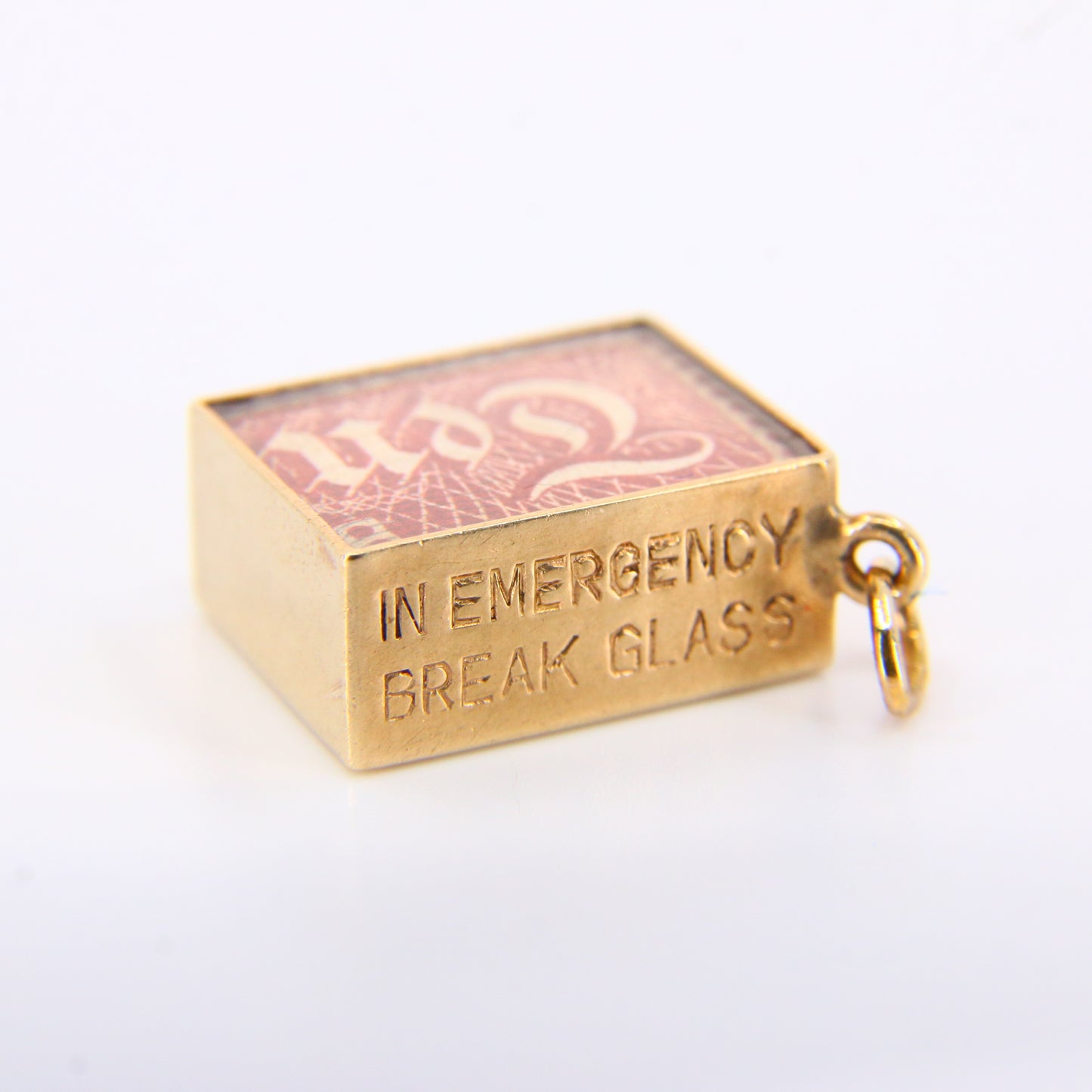 Vintage 9ct Ten Bob Emergency Break Glass Gold Charm Hallmarked Yellow Gold 10 Shilling Pendant