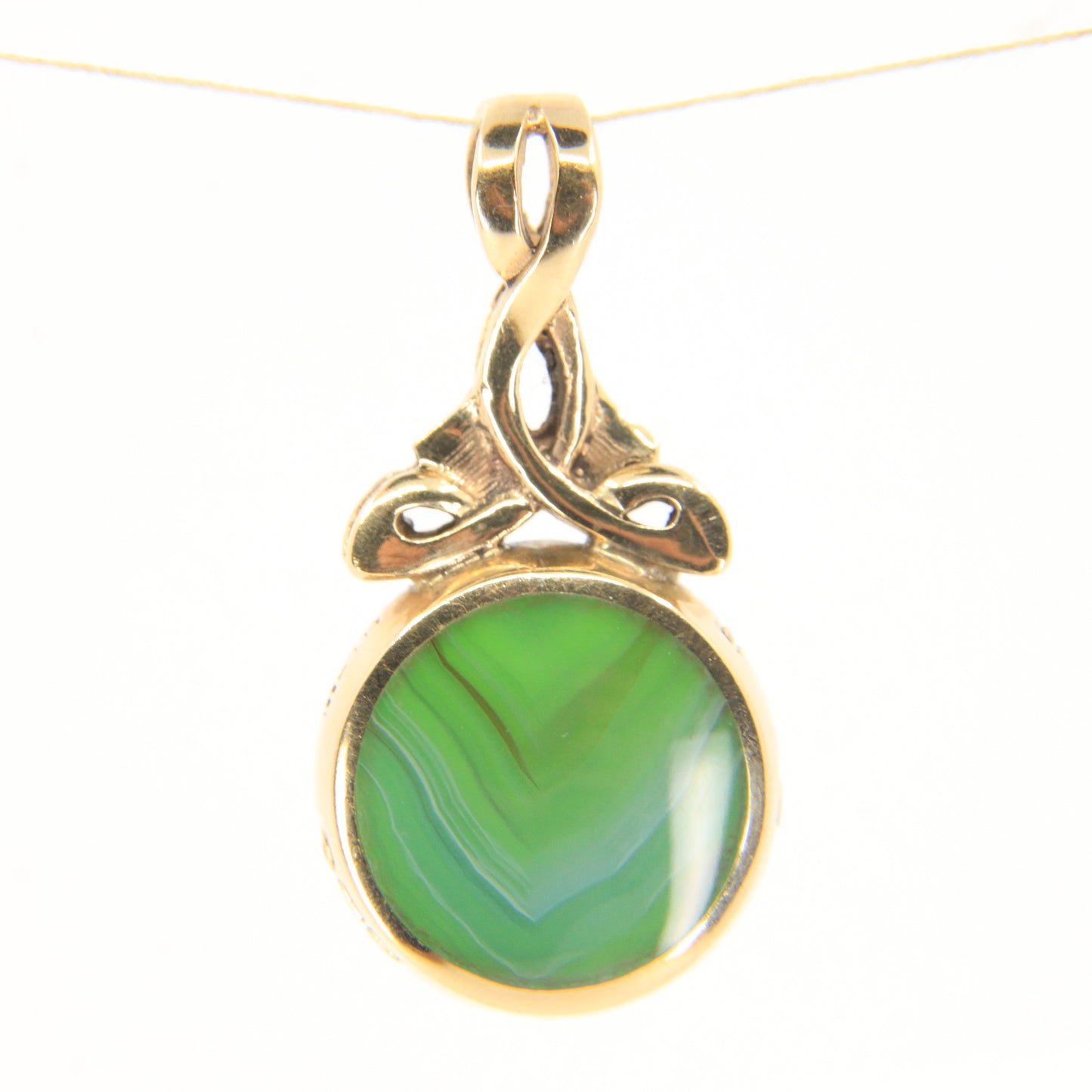 Vintage 9ct Gold Hallmarked 2000 Large Celtic Knot Agate Set Pendant Gift