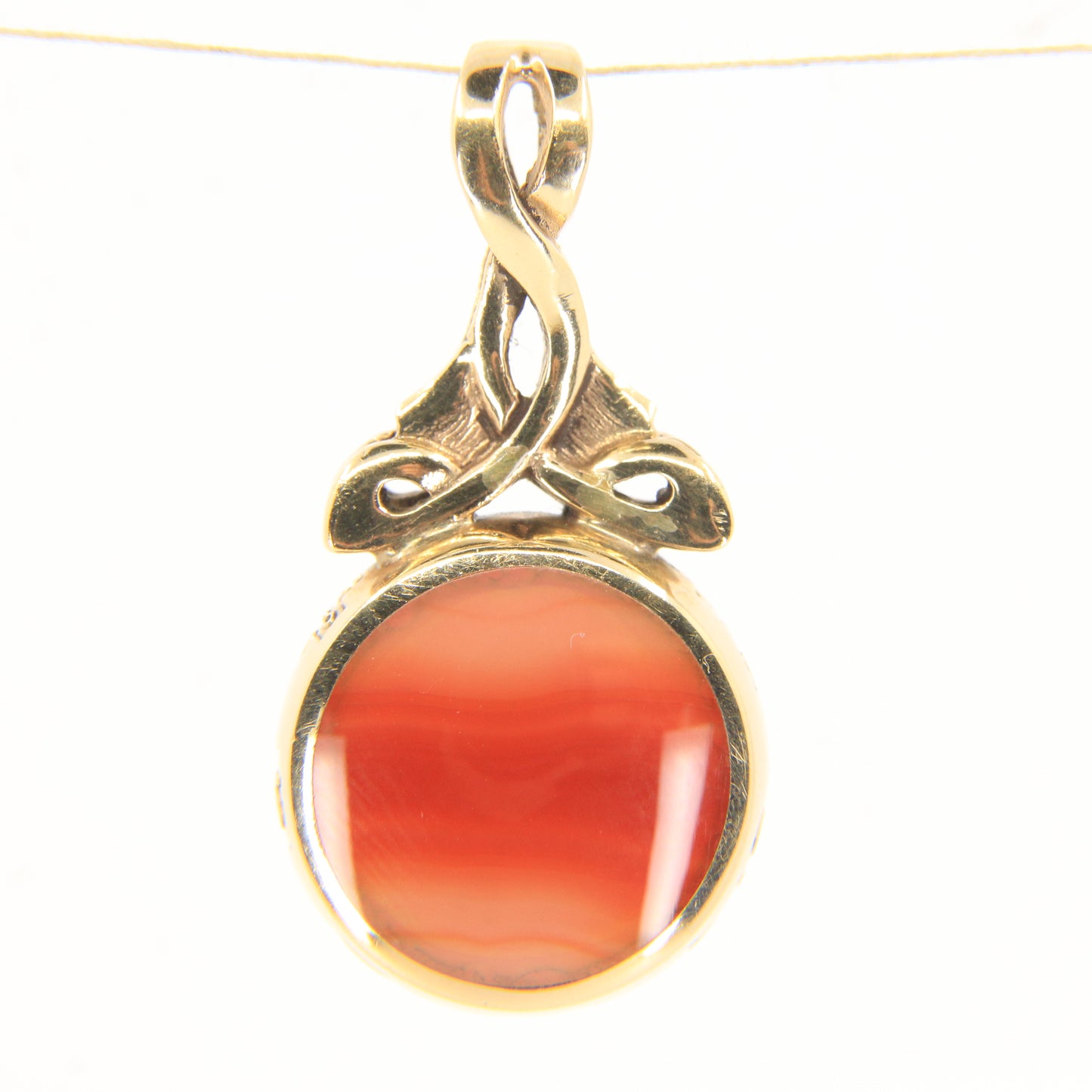 Vintage 9ct Gold Hallmarked 2000 Large Celtic Knot Agate Set Pendant Gift