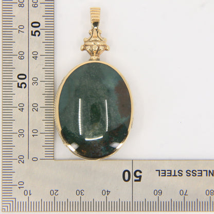 Vintage 9ct Gold Hallmarked 1995 Malachite & Blue John Agate Large Pendant Gift