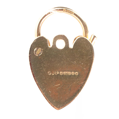 Vintage Jensen 9ct Rose Gold Hallmarked Heart Padlock Charm Pendant Love Gift