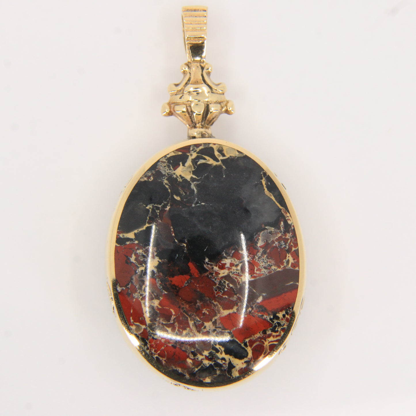 Vintage 9ct Gold Hallmarked 1995 Malachite & Blue John Agate Large Pendant Gift