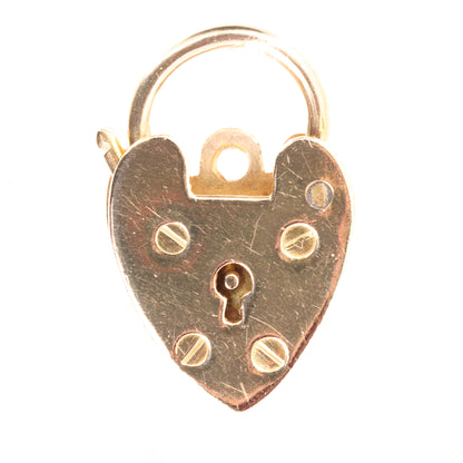 Vintage Jensen 9ct Rose Gold Hallmarked Heart Padlock Charm Pendant Love Gift