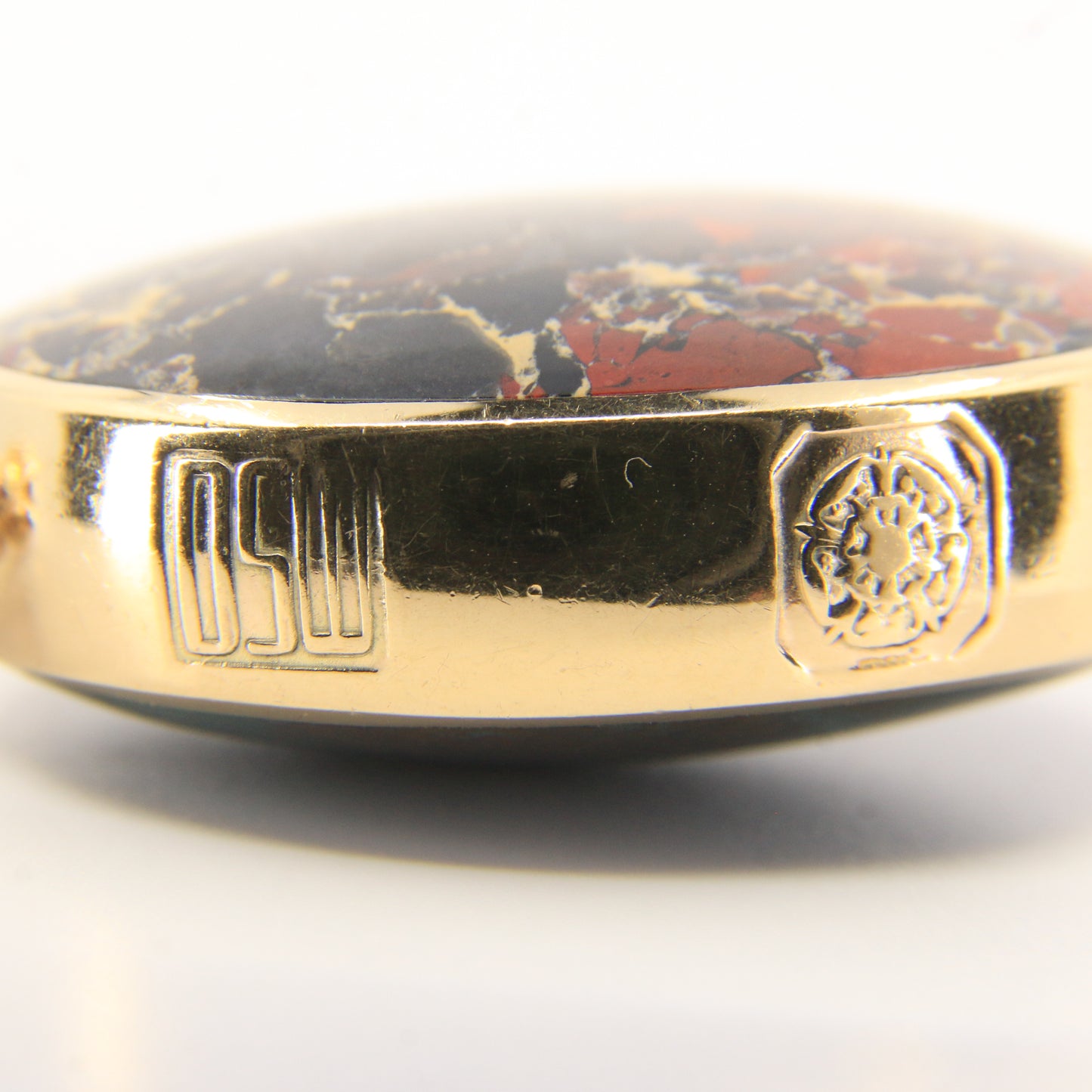 Vintage 9ct Gold Hallmarked 1995 Malachite & Blue John Agate Large Pendant Gift