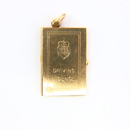 Vintage 9ct Driving License Charm Papers 9 Carat Hallmarked Yellow Gold Pendant