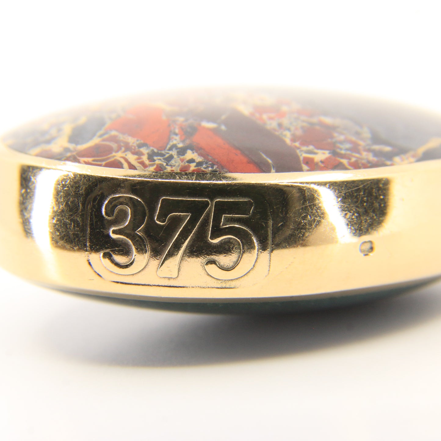 Vintage 9ct Gold Hallmarked 1995 Malachite & Blue John Agate Large Pendant Gift