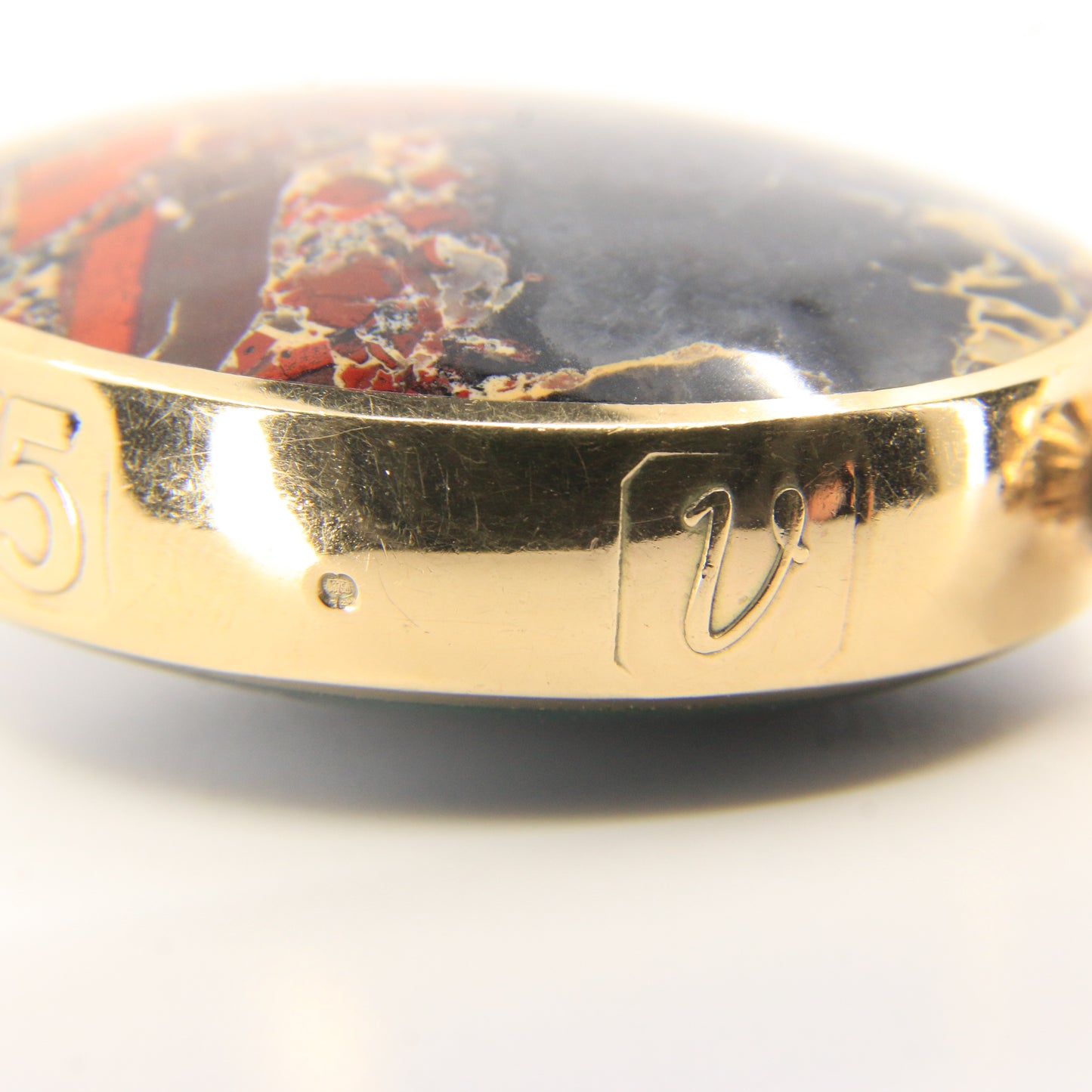 Vintage 9ct Gold Hallmarked 1995 Malachite & Blue John Agate Large Pendant Gift