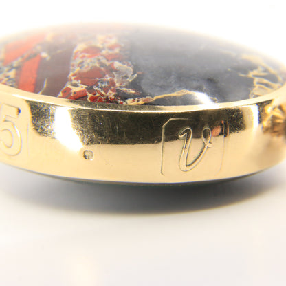 Vintage 9ct Gold Hallmarked 1995 Malachite & Blue John Agate Large Pendant Gift