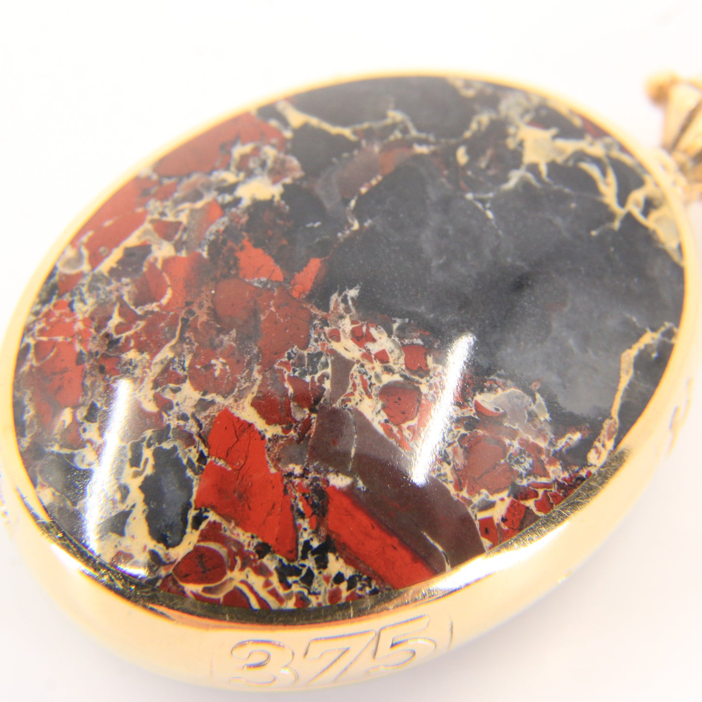 Vintage 9ct Gold Hallmarked 1995 Malachite & Blue John Agate Large Pendant Gift