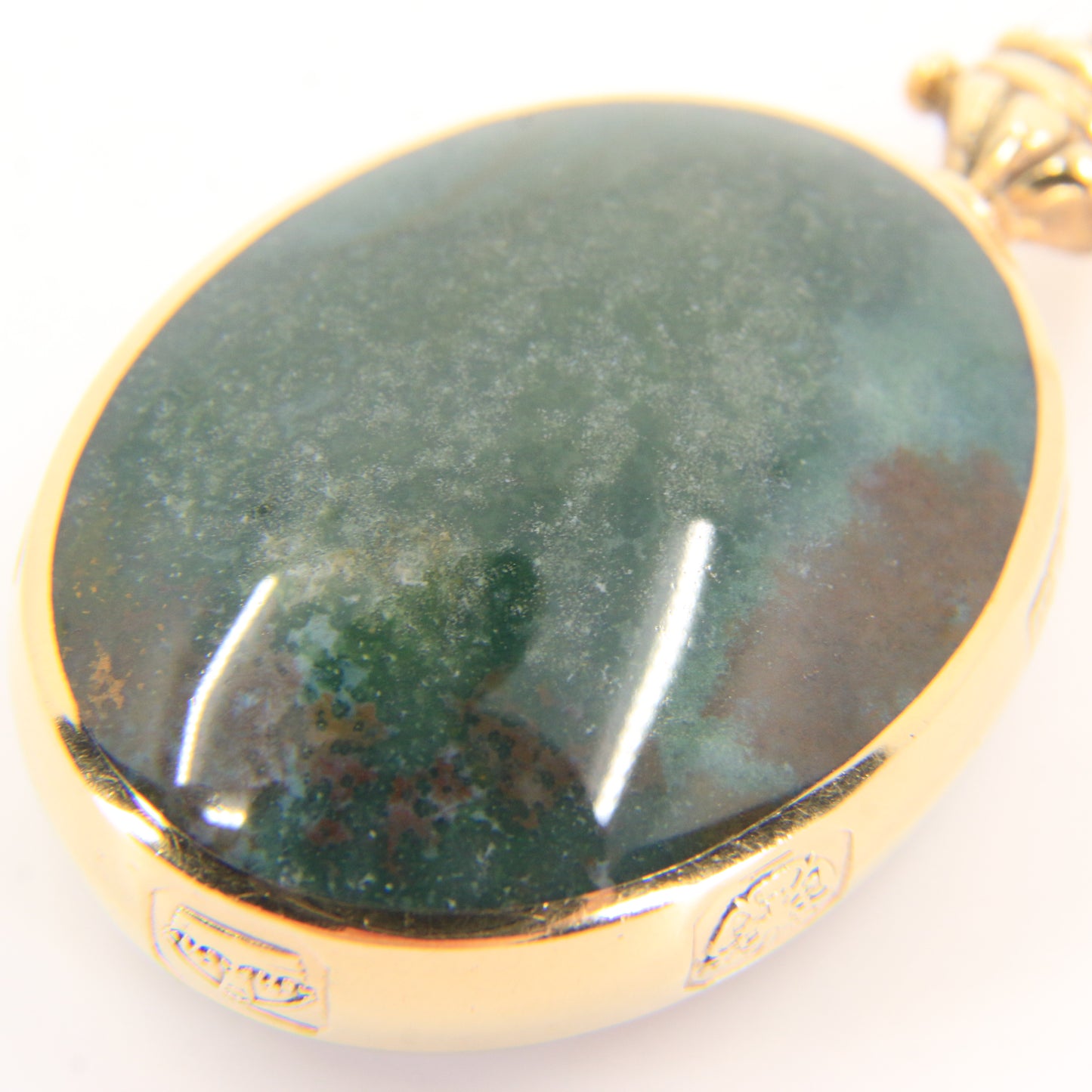 Vintage 9ct Gold Hallmarked 1995 Malachite & Blue John Agate Large Pendant Gift