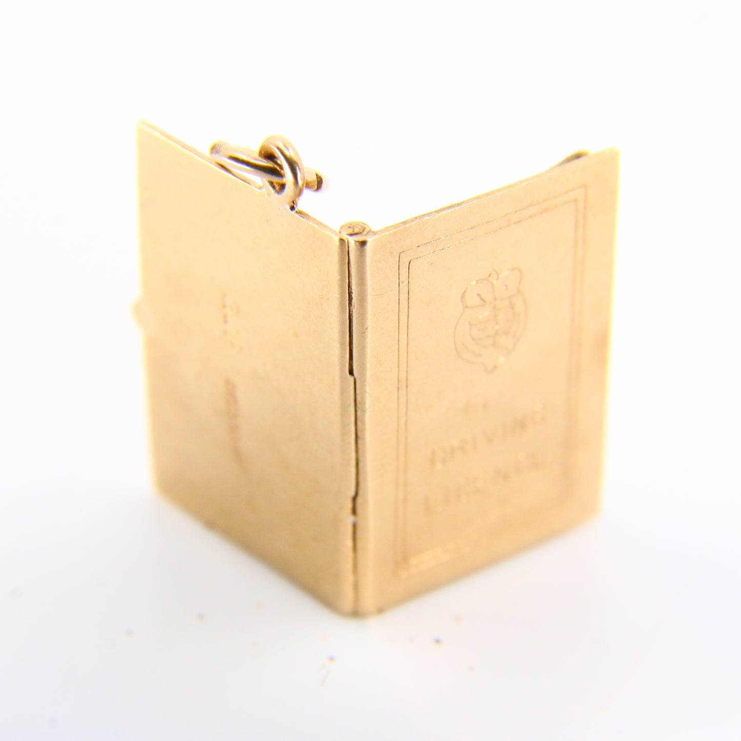 Vintage 9ct Driving License Charm Papers 9 Carat Hallmarked Yellow Gold Pendant