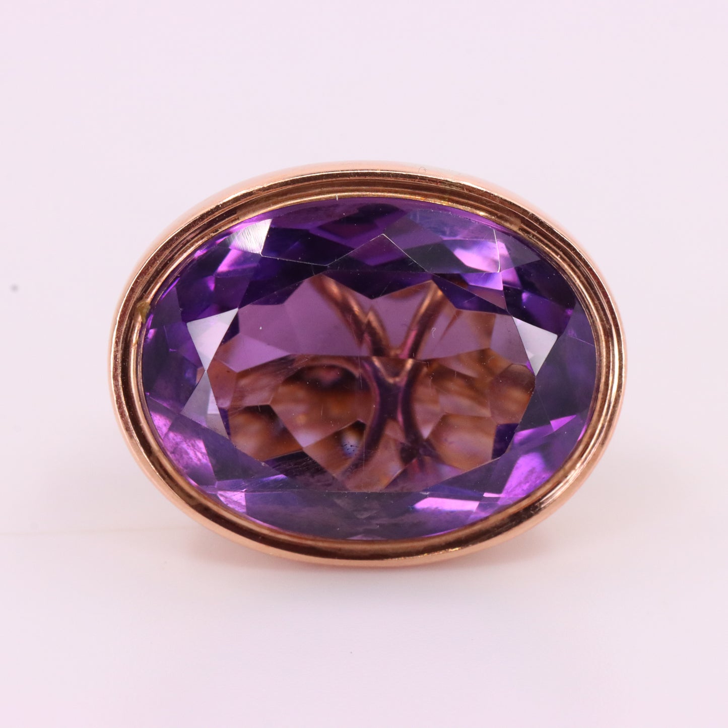 Antique 9ct Yellow Gold Faceted Amethyst Drop Fob Pendant Charm Gift
