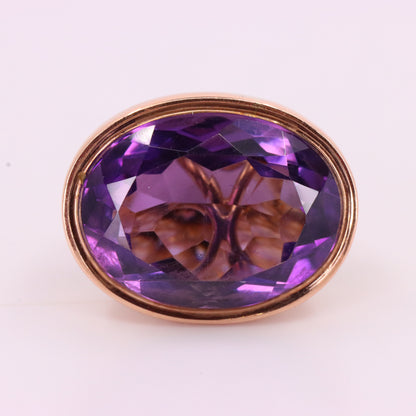 Antique 9ct Yellow Gold Faceted Amethyst Drop Fob Pendant Charm Gift