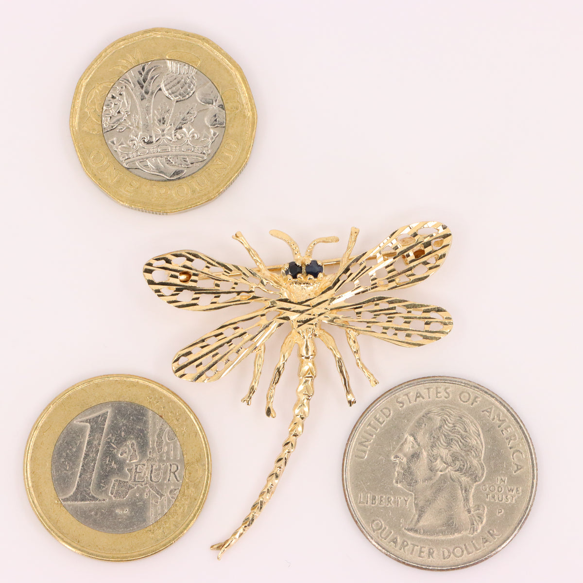 Vintage 9ct Hallmarked Yellow Gold Dragonfly Insect Brooch Nature Boxed Gift