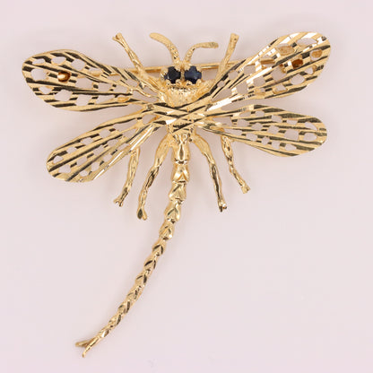 Vintage 9ct Hallmarked Yellow Gold Dragonfly Insect Brooch Nature Boxed Gift