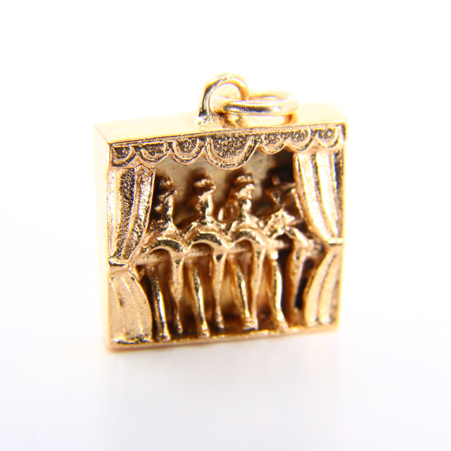 Vintage 9ct Can-can Dancers Moving Dancing Charm Hallmarked Yellow Gold Pendant