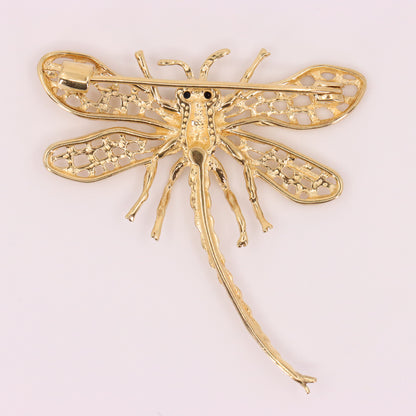 Vintage 9ct Hallmarked Yellow Gold Dragonfly Insect Brooch Nature Boxed Gift