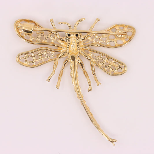 Vintage 9ct Hallmarked Gold Dragonfly Pin Insect Brooch Nature Jewellery Boxed