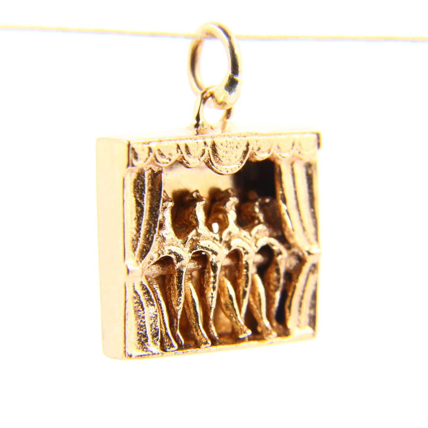 Vintage 9ct Can-can Dancers Moving Dancing Charm Hallmarked Yellow Gold Pendant