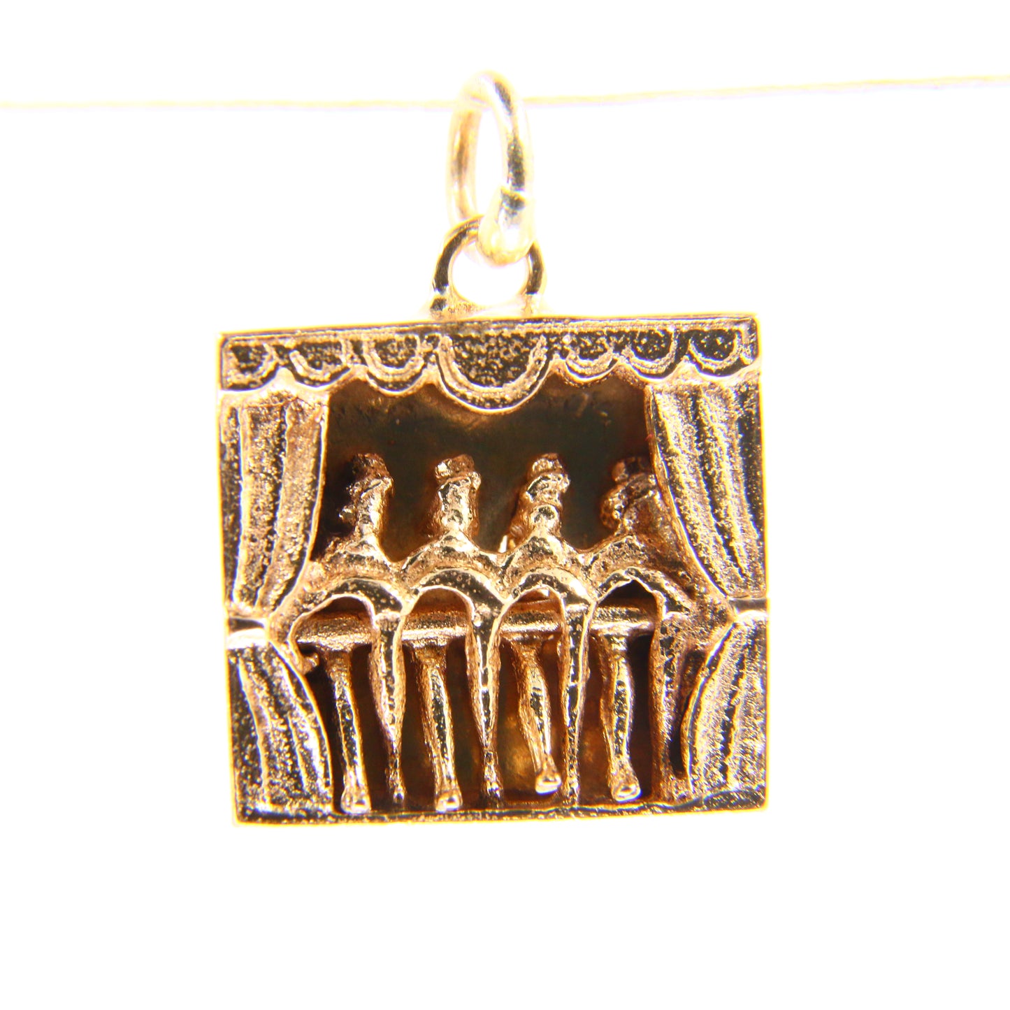 Vintage 9ct Can-can Dancers Moving Dancing Charm Hallmarked Yellow Gold Pendant