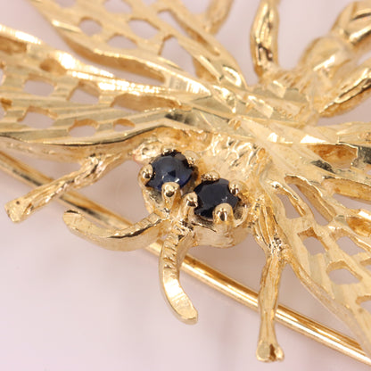 Vintage 9ct Hallmarked Yellow Gold Dragonfly Insect Brooch Nature Boxed Gift