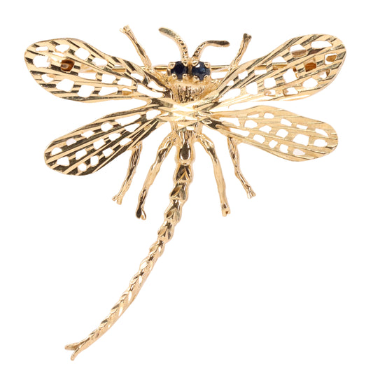 Vintage 9ct Hallmarked Gold Dragonfly Pin Insect Brooch Nature Jewellery Boxed