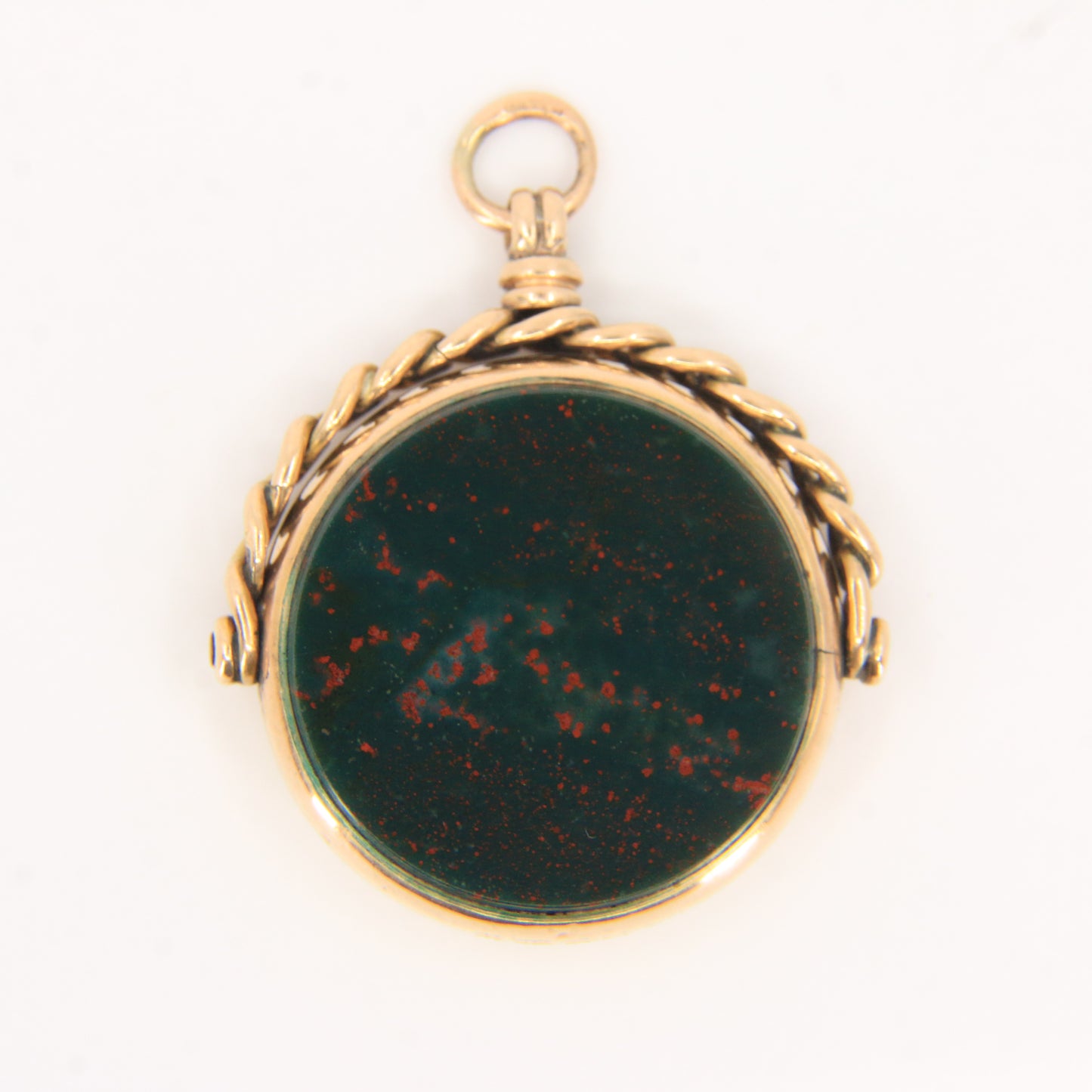 Antique Large 9ct Gold Hallmarked Bloodstone Carnelian Spinner Pendant Charm