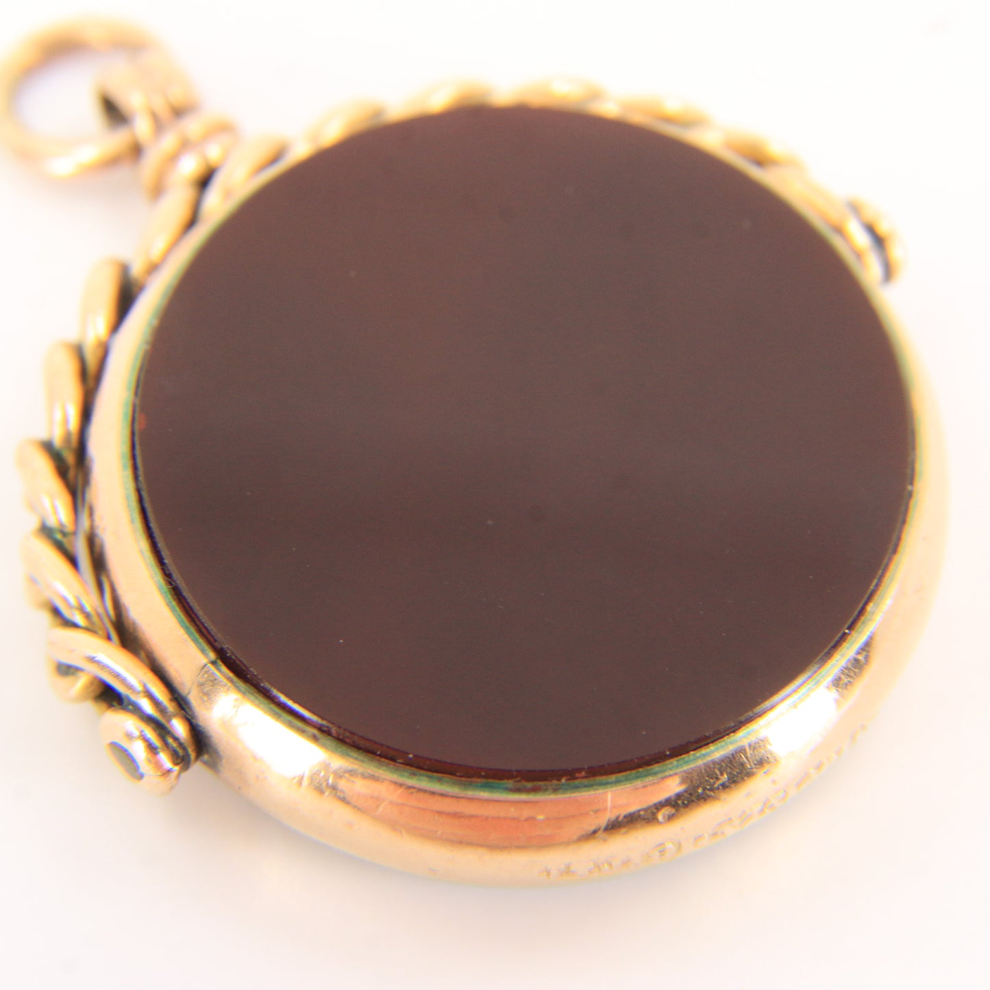 Antique Large 9ct Gold Hallmarked Bloodstone Carnelian Spinner Pendant Charm