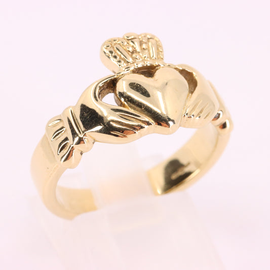 Vintage 9ct Hallmarked Gold Irish Claddagh Ring UK Size S 1/2 Boxed Love Gift